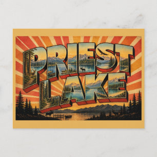 Priest Lake Idaho Alpensee Waldkunst Postkarte