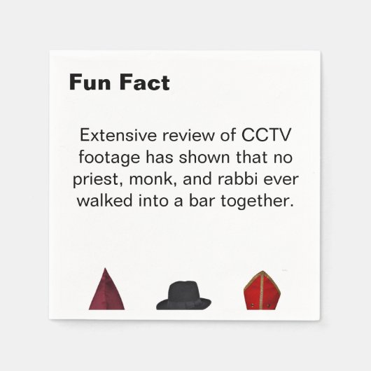 Priest Monk Rabbi Hats Fun Fact Cocktail Serviette (Vorderseite)