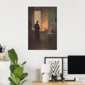 Priest Praying By Candlelight, Christian Wall Art Poster (Heimbüro)