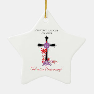 Priester 10. Ordination Jahrestag Schwarzes Kreuz Keramik Ornament