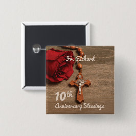 Priester 10. Ordination Jubiläum Rose und Rosary Button