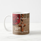 Priester 10. Ordination Jubiläum Rose und Rosary Kaffeetasse (Links)