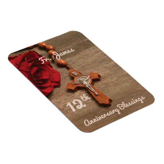 Priester 12. Ordination Jubiläum Rose und Rosary Magnet (Rechte Seite)