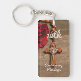 Priester 12. Ordination Jubiläum Rose und Rosary Schlüsselanhänger