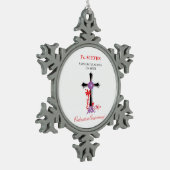 Priester 15. Ordination Jahrestag Schwarzes Kreuz Schneeflocken Zinn-Ornament (Links)