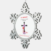 Priester 20. Ordination Jubiläum Schwarzes Kreuz Schneeflocken Zinn-Ornament (Rechts)