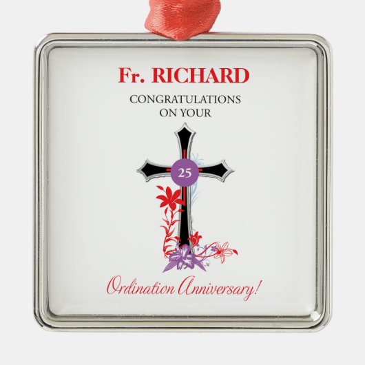 Priester 25. Ordination Jahrestag Schwarzes Kreuz Ornament Aus Metall (Vorne)