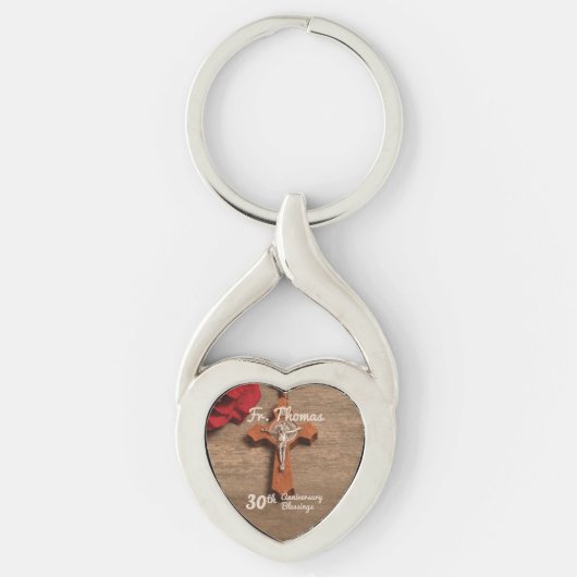 Priester 30. Ordination Jubiläum Rose und Rosary Schlüsselanhänger (Vorderseite)