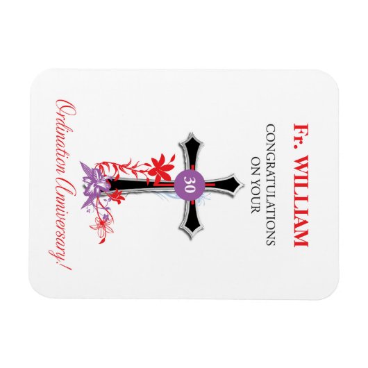 Priester 30. Ordination Jubiläum Schwarzes Kreuz Magnet (Horizontal)