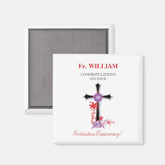 Priester 30. Ordination Jubiläum Schwarzes Kreuz Magnet (Vorderseite/Rückseite)
