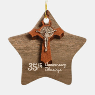 Priester 35. Ordination Jubiläum Rose und Rosary Keramik Ornament