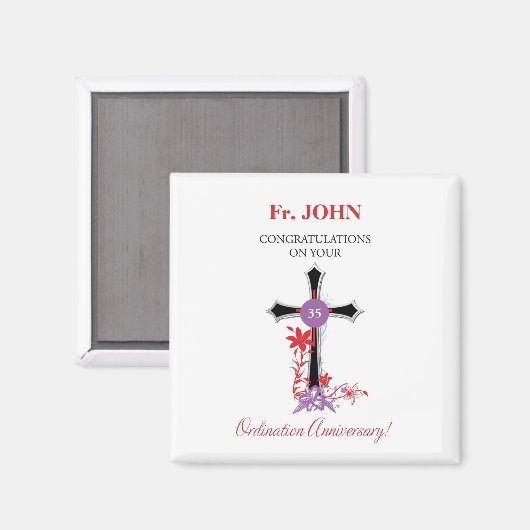 Priester 35. Ordination Jubiläum Schwarzes Kreuz Magnet (Vorderseite/Rückseite)