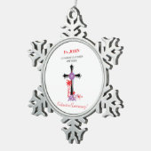 Priester 35. Ordination Jubiläum Schwarzes Kreuz Schneeflocken Zinn-Ornament (Rechts)