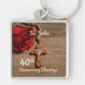 Priester 40. Ordination Jubiläum Rose und Rosary Schlüsselanhänger (Vorne)