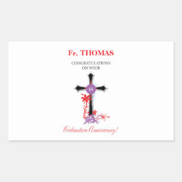 Priester 45. Ordination Jahrestag Schwarzes Kreuz Rechteckiger Aufkleber