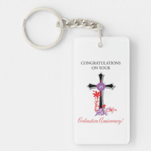 Priester 45. Ordination Jahrestag Schwarzes Kreuz Schlüsselanhänger