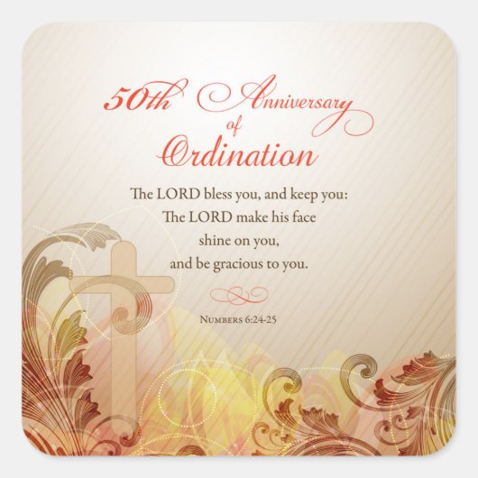 Priester, 50. Jahrestag der Segnung Quadratischer Aufkleber (Vorderseite)