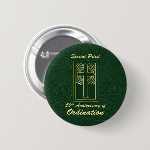 Priester 50 Jubiläum der Ordination Leder Look Button
