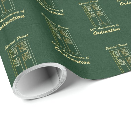 Priester 50 Jubiläum der Ordination Leder Look Geschenkpapier (Rolleneckpunkt)