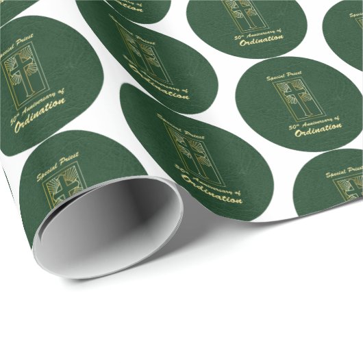 Priester 50 Jubiläum der Ordination Leder Look Geschenkpapier (Rolleneckpunkt)