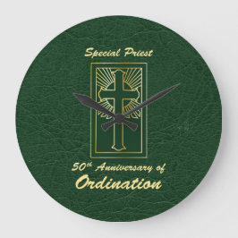 Priester 50 Jubiläum der Ordination Leder Look Große Wanduhr