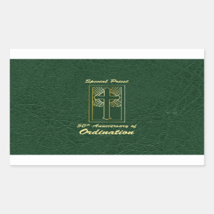 Priester 50 Jubiläum der Ordination Leder Look Rechteckiger Aufkleber