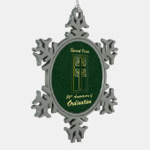 Priester 50 Jubiläum der Ordination Leder Look Schneeflocken Zinn-Ornament (Links)