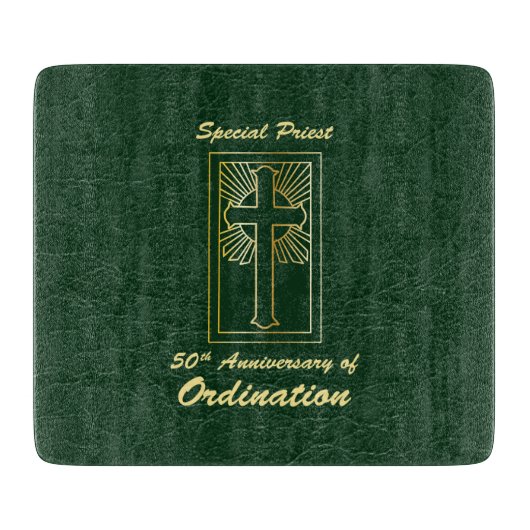 Priester 50 Jubiläum der Ordination Leder Look Schneidebrett (Vorderseite)