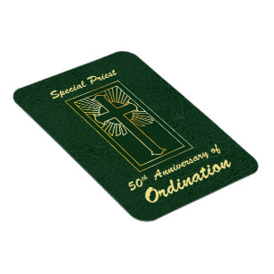 Priester 50. Ordensjubiläum Leder-Look Magnet