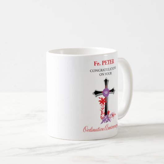 Priester 50. Ordination Jubiläum Black Cross Kaffeetasse (VorderseiteRechts)