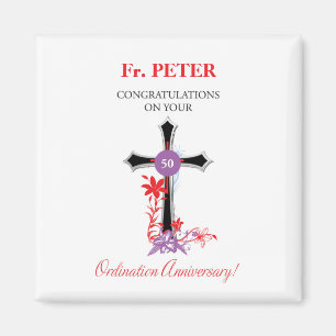 Priester 50. Ordination Jubiläum Black Cross Magnet