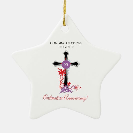 Priester 55. Ordination Jubiläum Schwarzes Kreuz Keramik Ornament (Vorne)