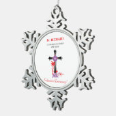 Priester 55. Ordination Jubiläum Schwarzes Kreuz Schneeflocken Zinn-Ornament (Rechts)