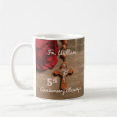 Priester 5. Ordination Jubiläum Rose und Rosary Kaffeetasse (Links)