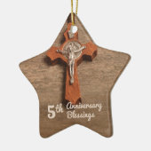 Priester 5. Ordination Jubiläum Rose und Rosary Keramik Ornament (Links)