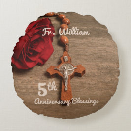 Priester 5. Ordination Jubiläum Rose und Rosary Rundes Kissen