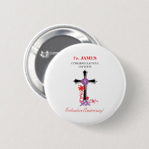 Priester 5. Ordination Jubiläum Schwarzes Kreuz Button