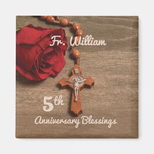 Priester 5. Weihejahrestag Rose und Rosenkranz Magnet
