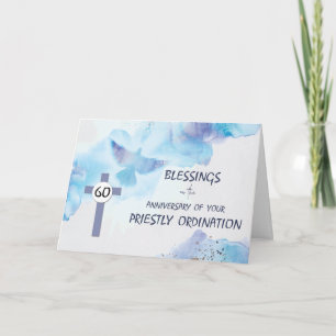 Priester 60. Ordination Jahrestag Segnungen Blau Karte