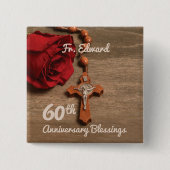 Priester 60. Ordination Jubiläum Rose und Rosary Button (Vorderseite)