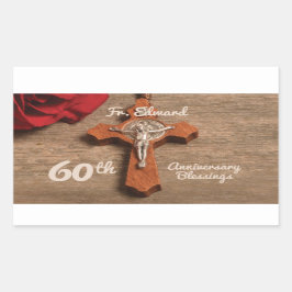 Priester 60. Ordination Jubiläum Rose und Rosary Rechteckiger Aufkleber