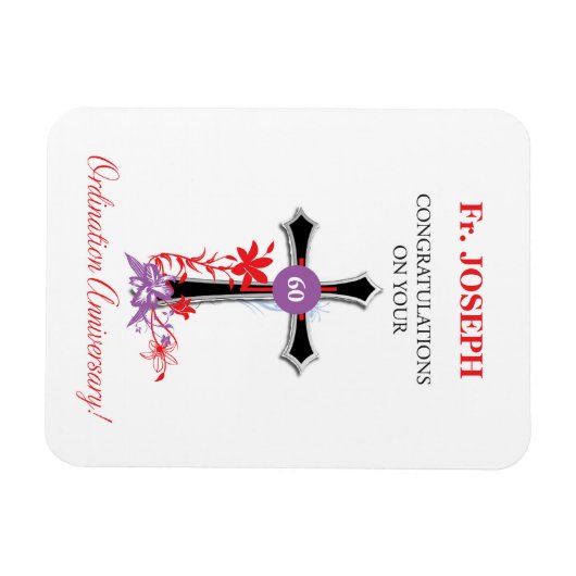 Priester 60. Ordination Jubiläum Schwarzes Kreuz Magnet (Horizontal)