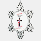 Priester 60. Ordination Jubiläum Schwarzes Kreuz Schneeflocken Zinn-Ornament (Rechts)