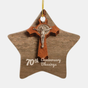 Priester 70. Ordination Jubiläum Rose und Rosary Keramik Ornament