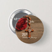 Priester 75. Ordination Jubiläum Rose und Rosary Button (Vorne & Hinten)