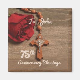 Priester 75. Ordination Jubiläum Rose und Rosary Magnet