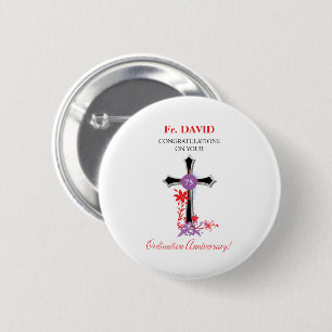 Priester 75. Ordination Jubiläum Schwarzes Kreuz Button