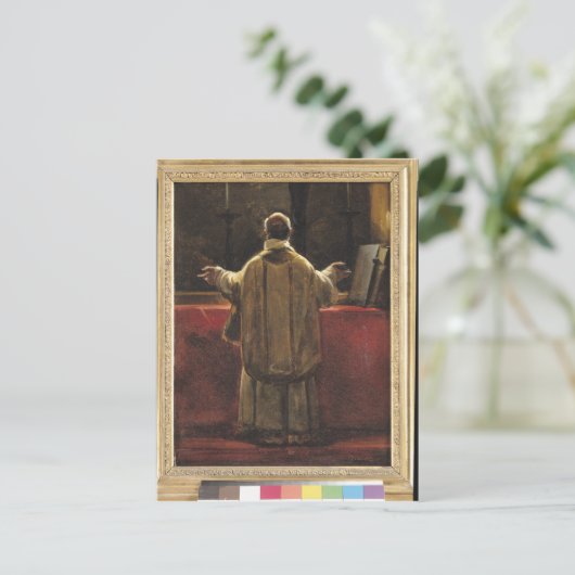 Priester am Altar Postkarte (Stehend Vorderseite)