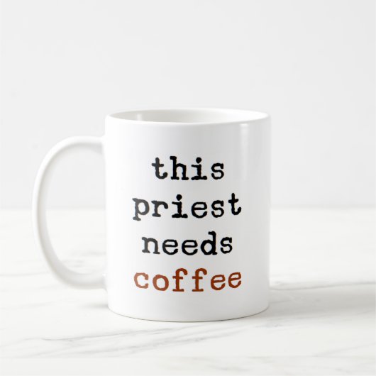Priester braucht Kaffee-Tasse Kaffeetasse (Links)