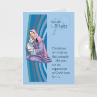 Priester Christams Karte mit Mary und Säugling